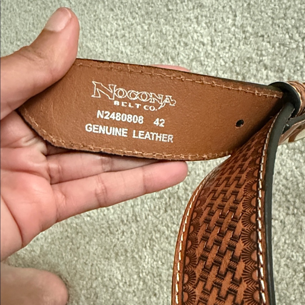 Nocona Brown and Silver Western Belt for men - Picture 7 of 7